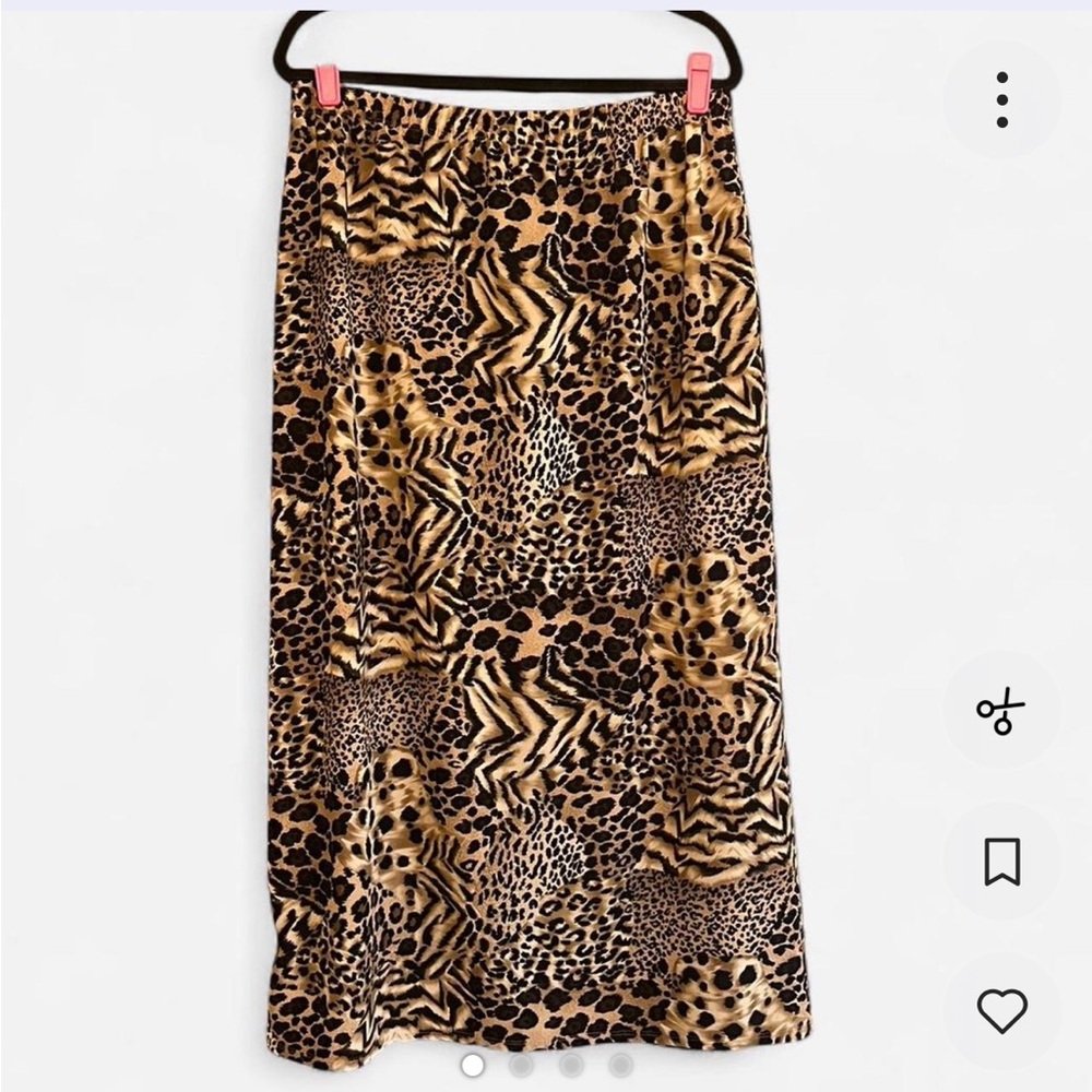 Susan Graver Style Animal Print Midi Skirt Size XL